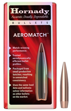 Picture of Hornady AEROMATCH, .264 Diameter, 6.5MM, 140 Grain, AEROMATCH Hollow Point Boat Tail, 100 Count 26303