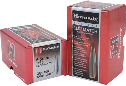 Picture of Hornady 6.5mm .264 140gr Extremely Low Drag-Match 500 Per Box/6 Case 263311