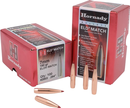 Picture of Hornady ELD Match 7mm .284 180 gr Extremely Low Drag Match 100 Per Box/ 15 Case 28503