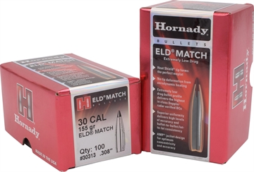 Picture of Hornady ELD Match 30 Cal .308 155 gr Extremely Low Drag Match 100 Per Box/ 15 Case 30313
