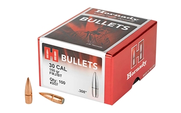 Picture of Hornady Traditional 30 Cal .308 150 gr Full Metal Jacket Boat Tail 100 Per Box/ 15 Case 3037