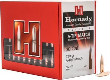 Picture of Hornady A-Tip Match, .308 Diameter, 30 Caliber, 230 Grain, Ballistic Tip, 100 Count 09025528 3091