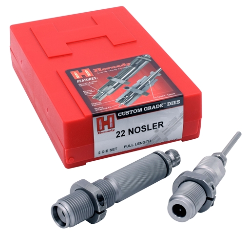 Picture of Hornady Custom Grade Series III 2 Die Set for 22 Nosler Includes Sizing Seater 546207