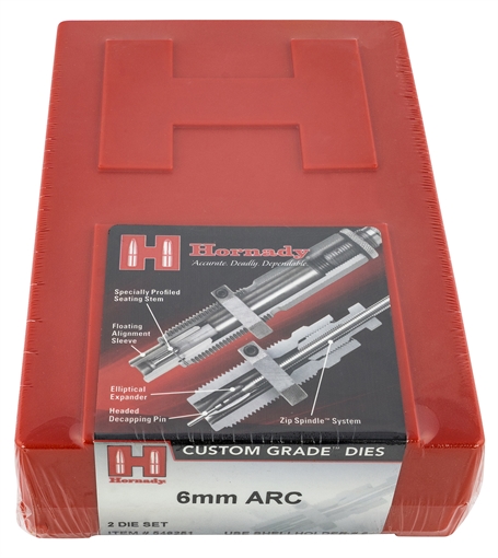 Picture of Hornady Custom Grade Series III 2 Die Set for 6mm ARC Includes Sizing Seater 546251
