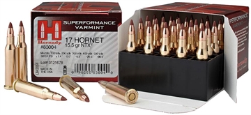 Picture of Hornady 83004 Superformance Varmint 17 Hornet 15.5 gr NTX 25 Bx/ 10 Cs 090255830040