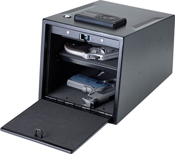 Picture of Hornady 2 Gun Keypad Vault, Programmable, Backup Barrel Key Lock, Removeable Shelf, Interior Light, Foam Interior, Requires Four AAA Batteries (Not Included), Black Finish 95430