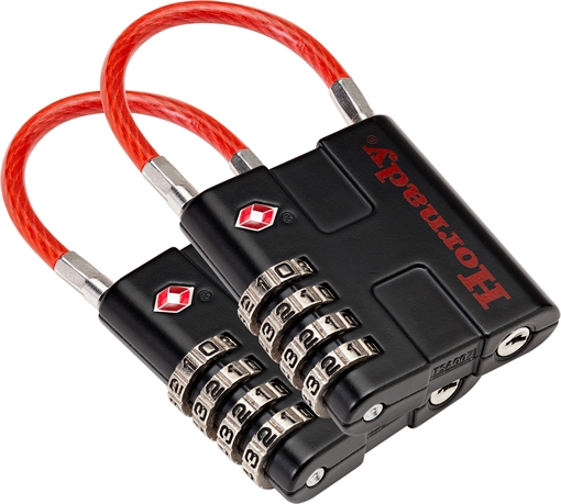 Picture of Hornady Rapid Safe TSA Lock Open With Combination Black Red 2 Pack 96022