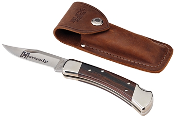 Picture of Hornady Buck 110 Folding Plain 420 Stainless Steel Blade Brown Macassar Ebony Dymondwood w Nickel Plated Bolsters Handle 99126