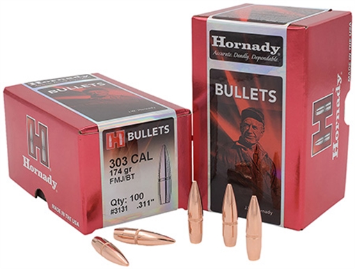 Picture of Hornady Traditional / FMJ Rifle Bullets .303 cal .3105 174 gr FMJ-BT 100/ct 3131