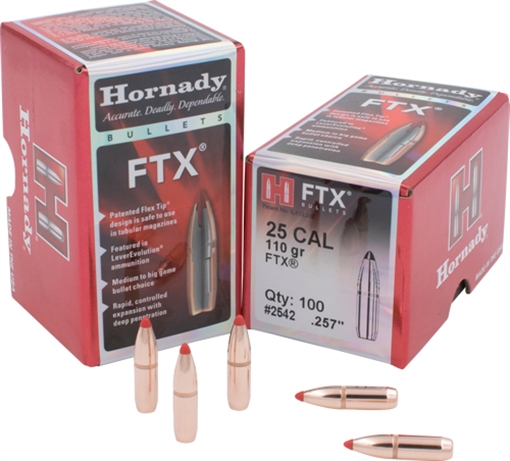 Picture of Hornady FTX .25 CALIBER (0.257'') 110GR PTBT W/CANNELURE 100/BOX 2542