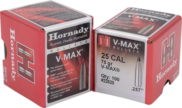 Picture of Hornady V-MAX® 25 CALIBER (0.257'') 75GR POLYMER TIPPED 100/BOX 22520