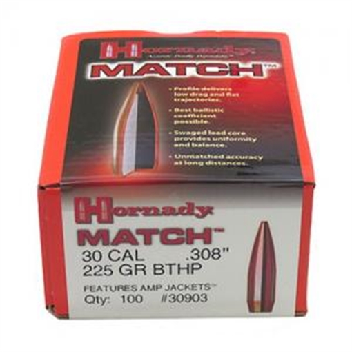 Picture of HORNADY BULLETS 30CAL 225GR BTHP MT 30903