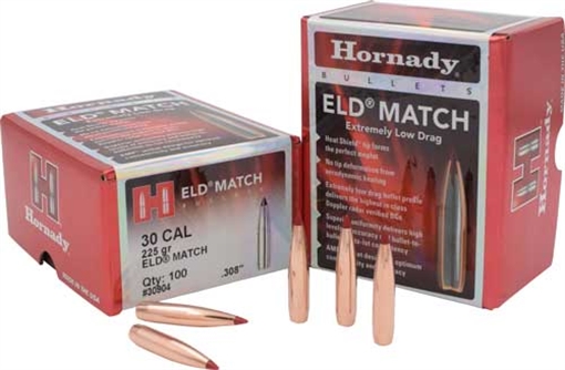 Picture of Hornady ELD Match 30 Cal .308 225 gr Extremely Low Drag Match 100 Per Box/ 15 Case 30904