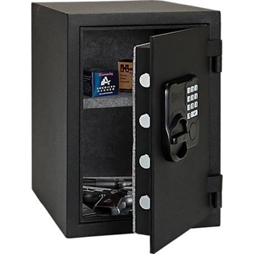 Picture of Hornady Fireproof Safe Keypad Key Entry Black Powder Coat Black Holds 2 Handguns Steel 95407