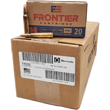 Picture of Hornady Frontier NATO FM193 Rifle Ammunition 5.56mm 55 gr FMJ 3240 fps 500/ct Case (25-20ct Boxes) FR200C