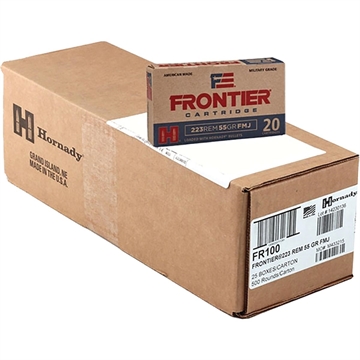 Picture of Hornady Frontier NATO Rifle Ammunition .223 Rem 55 gr FMJ 3240 fps 500/ct Case (25-20/ct Boxes) FR100C