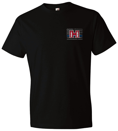 Picture of Hornady Gear POW Blue Line Black, Cotton Short Sleeve, Semi-Fitted XL 30764