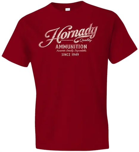 Picture of Hornady Gear Vintage Script Red Cotton Semi-Fitted Large 31873