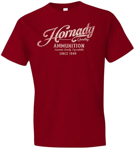 Picture of Hornady Gear Vintage Script Red Cotton Semi-Fitted XL 31874
