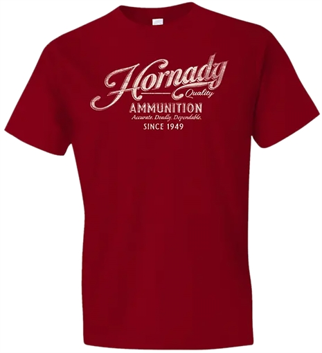 Picture of Hornady Gear Vintage Script Red Cotton Semi-Fitted 2XL 31875