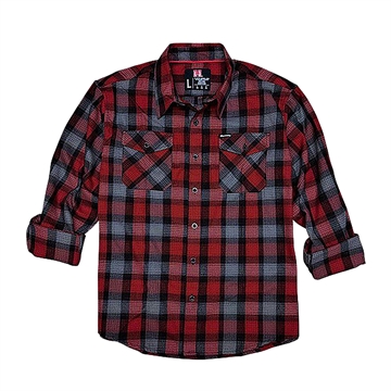 Picture of Hornady Gear Flannel Shirt Large Red/Black/Gray, Cotton/Polyester, Relaxed Fit Button Up 32193