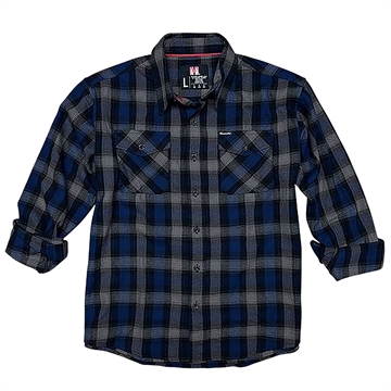 Picture of Hornady Gear Flannel Shirt Large Navy/Black/Gray, Cotton/Polyester, Relaxed Fit Button Up 32203