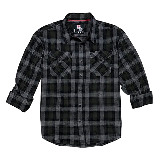 Picture of Hornady Gear Flannel Shirt 2XL Olive/Black/Gray, Cotton/Polyester, Relaxed Fit Button Up 32215