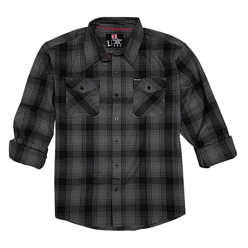 Picture of Hornady Gear Flannel Shirt XL Gray/Black, Cotton/Polyester, Relaxed Fit Button Up 32224