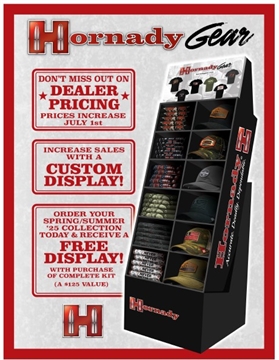 Picture of HORNADY GEAR SPRING KIT F25 CAPS AND SHIRTS WITH FREE DIPLAY 34310