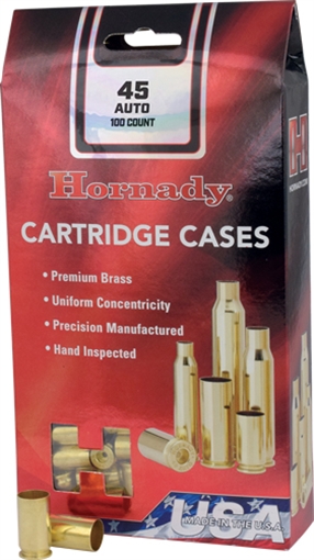 Picture of Hornady Unprimed Brass Handgun Cartridge Cases .45 ACP 100/ct 8760