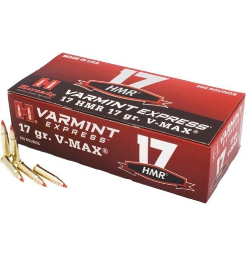 Picture of Hornady Varmint Express Rimfire Ammuntion .17 HMR 17gr V-MAX 2550 fps 200/Box 831702