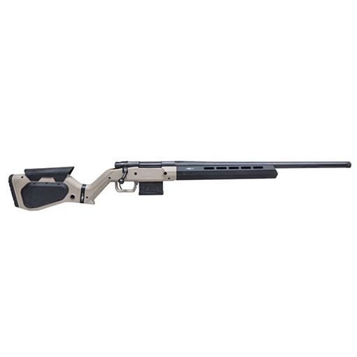 Picture of Howa M1500 Hera 308 Win 5+1 24" Heavy Threaded Barrel, Black Rec, Tan & Black Hera H7 Chassis Stock HHERA308HBTAN