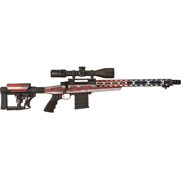 Picture of Howa M1500 APC Chassis Gen2 6.5 Creedmoor 10+1 16.25" Barrel, American Flag Cerakote Receiver, American Flag 6 Position Luth-AR MBA-4 with Aluminum Chassis Stock, Black Polymer Grip HFLG65C16