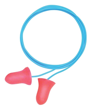 Picture of Howard Leight Corded Ear Plugs Super Leight Foam 33 dB Behind The Neck Red Adult 3 Pair R01180