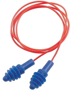 Picture of Howard Leight Corded Ear Plugs Air Soft Foam 27 dB Behind The Neck Blue Ear Buds with Orange Cord Adult 2 Pair R01521
