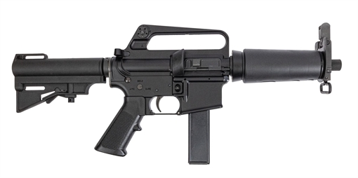 Picture of H&R RETRO DOE 9MM PISTOL 7.5" A2 CARRY HANDLE HAR15 BRACE M231 HEAT SHIELD 1-32RD MAG 51655182786 810141221291