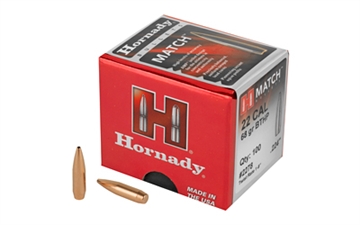 Picture of Hornady Match 22 Cal .224 68 gr Hollow Point Boat Tail Match 100 Per Box/ 40 Case 2278