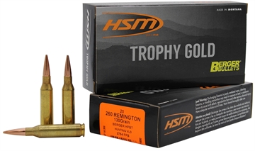 Picture of HSM Trophy Gold Extended Range 260 Rem 130 gr Berger Hunting VLD Match 20 Per Box/ 25 Case 260130VLD