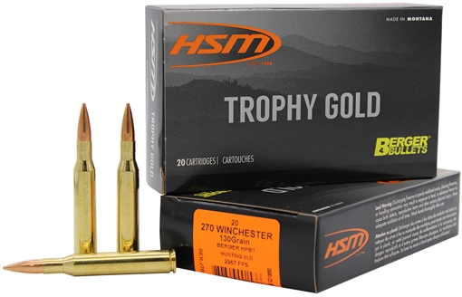 Picture of HSM Trophy Gold Extended Range 270 Win 130 gr Berger Hunting VLD Match 20 Per Box/ 20 Case 270130VLD