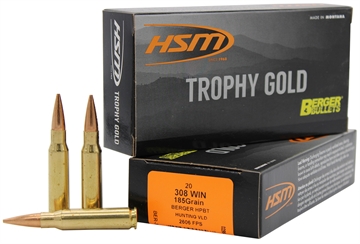 Picture of HSM Trophy Gold Extended Range 308 Win 185 gr Berger Hunting VLD Match 20 Per Box/ 25 Case 308185VLD