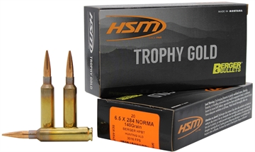Picture of HSM Trophy Gold Extended Range 6.5x284 Norma 140 gr Berger Hunting VLD Match 20 Per Box/ 20 Case 65X284140VLD