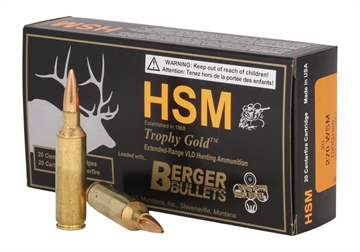Picture of HSM Trophy Gold Extended Range 270 WSM 130 gr Berger Hunting VLD Match 20 Per Box/ 25 Case 270WSM130VLD