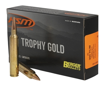 Picture of HSM Trophy Gold Extended Range 300 RUM 168 gr Berger Hunting VLD Match 20 Per Box/ 20 Case 300RUM168VLD