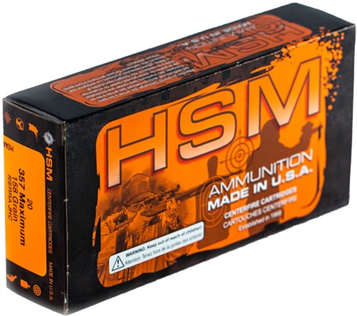 Picture of HSM AMMUNITION 357 MAXIMUM 158GR JHP 20RD 25BX/CS 357Max-2-N