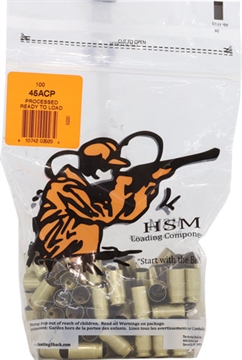 Picture of HSM BRASS 45 ACP ONCE FIRED UNPRIMED 100 COUNT HSM-45ACP-RTL