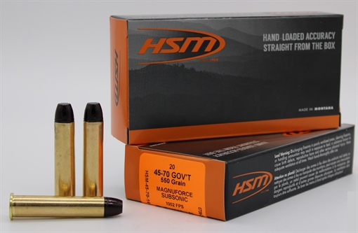 Picture of HSM SUBSONIC 45-70 GOV 550GR HARD CAST LEAD FN 20RD 25BX/CS 45-70-16-N 457016N