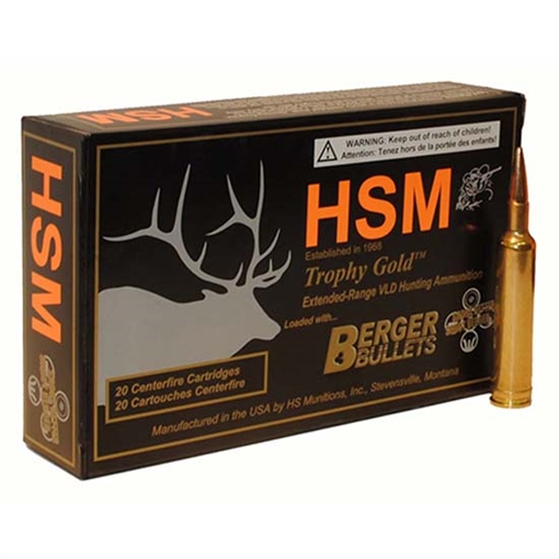 Picture of HSM Trophy Gold Extended Range 300 RUM 185 gr Berger Hunting VLD Match 20 Per Box/ 20 Case 300RUM185VLD