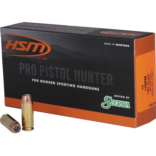 Picture of HSM HSM Pro Pistol Hunter Ammunition 10mm Auto Sierra JHP 180 gr. 50 rd. HSM-10MM-15-N