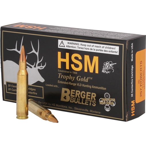 Picture of HSM HSM Trophy Gold Rifle Ammunition 257 Roberts Berger 115 gr. 20 rd. BER-257R115VLD