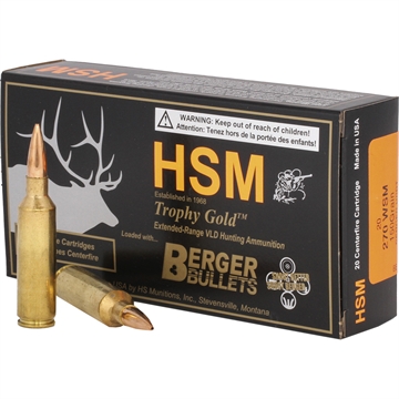 Picture of HSM Trophy Gold Extended Range 270 WSM 150 gr Berger Hunting VLD Match 20 Per Box/ 25 Case 270WSM150VLD